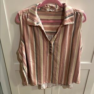 Maurices Pink and Tan Sleeveless Top